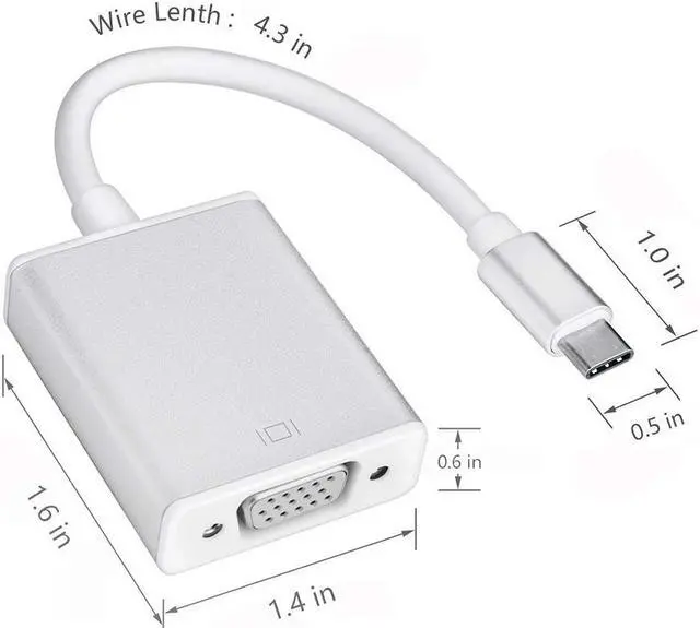 Alt view image 4 of 7 - USB-C to VGA Adapter, Hannord Thunderbolt 3 (USB Type C) to VGA Adapter Male to Female Converter Compatible for MacBook / MacBook Pro [2019, 2018, 2017] and More