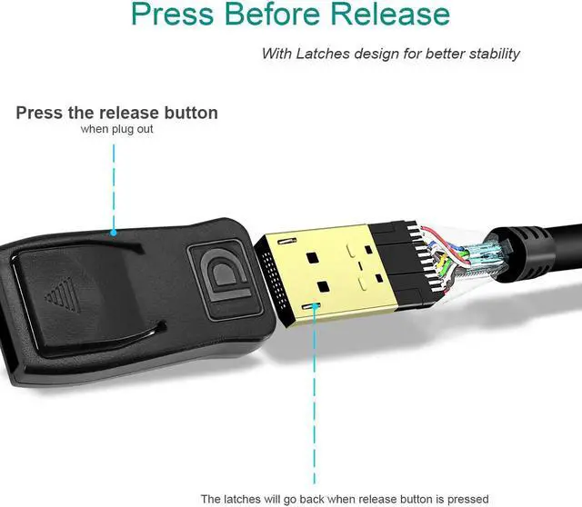 Alt view image 6 of 7 - DisplayPort to HDMI 6 Feet Cable, Hannord DP to HDMI Male to Male Adapter 1080P HD Gold-Plated Cord Compatible with Lenovo, HP, ASUS, Dell and Other Brand