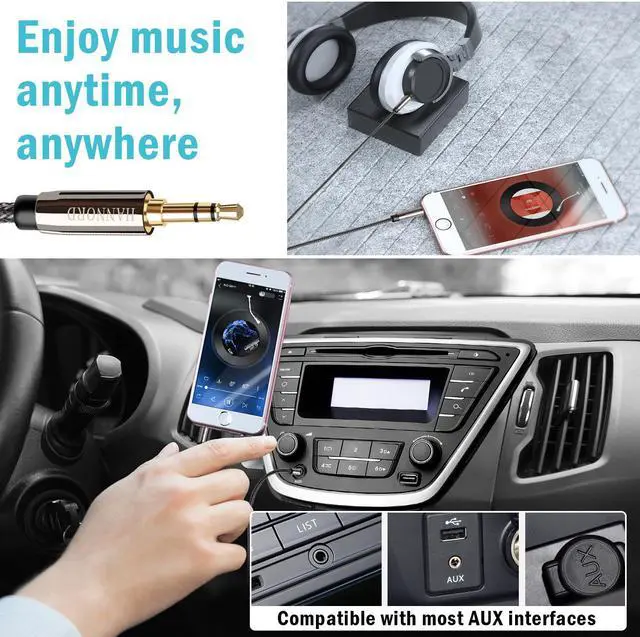 Alt view image 6 of 7 - AUX Cable, Hannord 3.5mm Nylon Braided Stereo AUX Cable Male to Male Hi-Fi Sound AUX Cord Auxiliary Audio Cable for Car, Headphone, Speaker, Home Stereo, iPhone, Echo(3.3 Feet / 1 Meter)