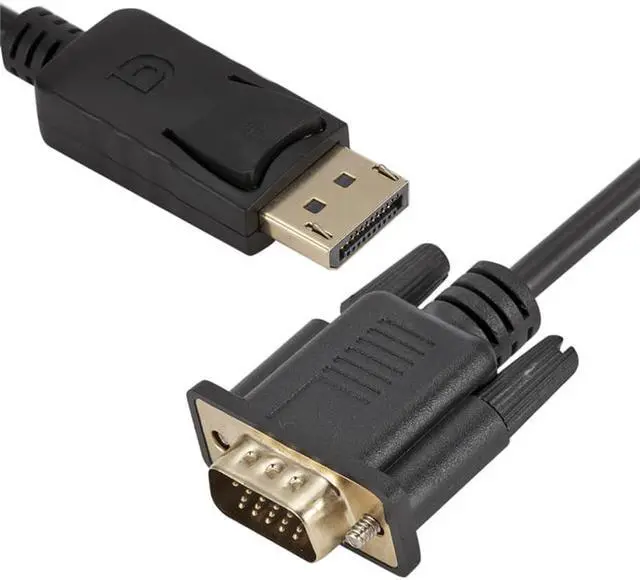 Alt view image 5 of 7 - DisplayPort to VGA Adapter, Hannord DP to VGA Cable 6 Feet Cable Male to Male Gold-Plated Cord Compatible for Lenovo, Dell, HP, ASUS and Other Brand, Black