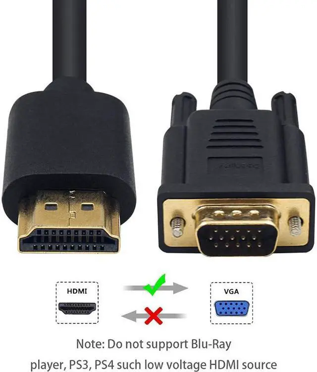 Alt view image 4 of 7 - HDMI to VGA, Hannord Gold-Plated HDMI to VGA 16.4 Feet Cable (Male to Male) Compatible for Computer, Desktop, Laptop, PC, Monitor, Projector, HDTV, Raspberry Pi, Roku, Xbox and More