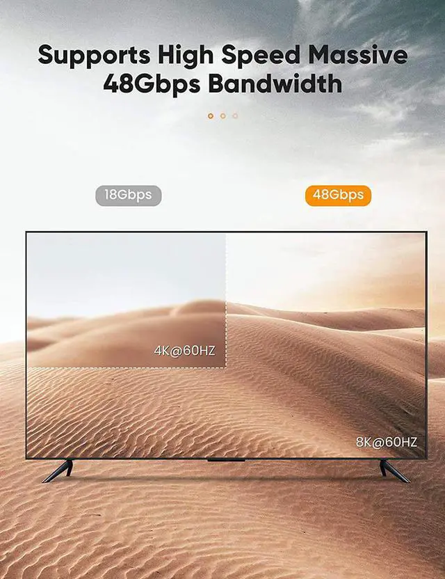 Alt view image 6 of 7 - 8K HDMI Cable 48Gbps 6.6FT/2M, Hannord Ultra High Speed HDMI Braided Cord-4K@120Hz 8K@60Hz, DTS:X, HDCP 2.2 & 2.3, HDR 10 Compatible with Roku TV/PS5/HDTV/Blu-ray