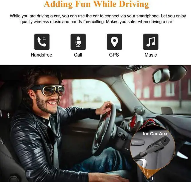 Alt view image 5 of 7 - Bluetooth V5.0 Receiver, Hannord Mini Wireless Bluetooth 3.5mm Jack Aux Adapter Portable Bluetooth Stereo Output Audio Receiver for Headphones, Speakers, Car/Home Stereo System(Black)