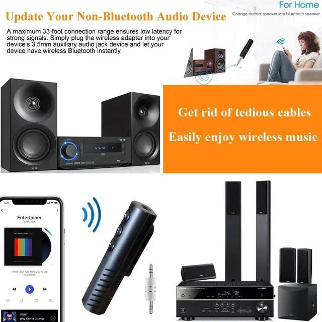 Alt view image 7 of 7 - Bluetooth V5.0 Receiver, Hannord Mini Wireless Bluetooth 3.5mm Jack Aux Adapter Portable Bluetooth Stereo Output Audio Receiver for Headphones, Speakers, Car/Home Stereo System(Black)