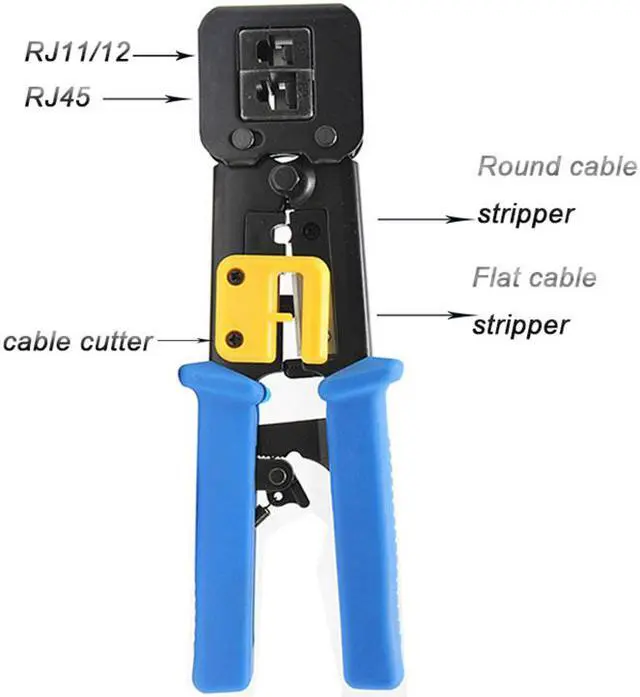 Alt view image 4 of 7 - Hannord RJ45 Crimp Tool Pass Through Cat5 Cat5e Cat6 Crimping Tool for RJ45/RJ12 Regular and End-Pass-Through connectors (Blue)