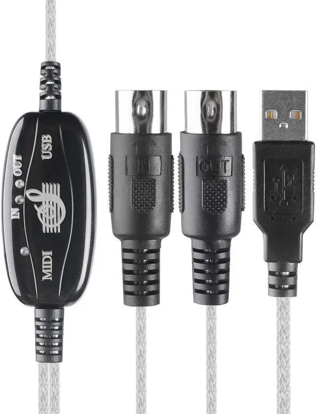 Alt view image 7 of 7 - Hannord USB to MIDI Cable Converter 2 in 1 PC to Synthesizer Music Studio Keyboard Interface Wire Plug Controller Adapter Cord 16 Channels Supports Computer Laptop Windows and Mac