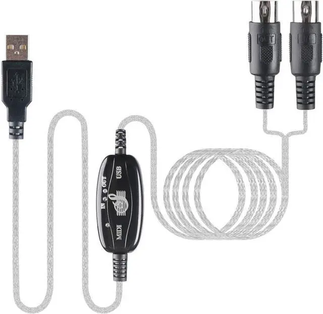 Alt view image 5 of 7 - Hannord USB to MIDI Cable Converter 2 in 1 PC to Synthesizer Music Studio Keyboard Interface Wire Plug Controller Adapter Cord 16 Channels Supports Computer Laptop Windows and Mac