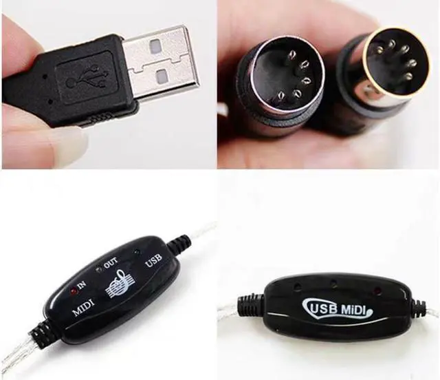 Alt view image 2 of 7 - Hannord USB to MIDI Cable Converter 2 in 1 PC to Synthesizer Music Studio Keyboard Interface Wire Plug Controller Adapter Cord 16 Channels Supports Computer Laptop Windows and Mac