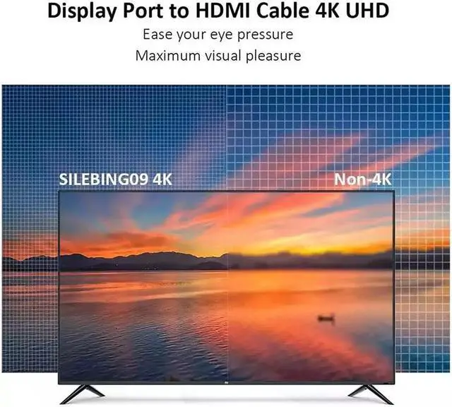 Alt view image 3 of 7 - DisplayPort to HDMI Cable, Hannord [High Speed 4K 30Hz UHD, 2K 60Hz, 1080P 120Hz] Uni-Directional Nylon Braided Gold-Plated DP to HDMI Male Connector - 6Feet