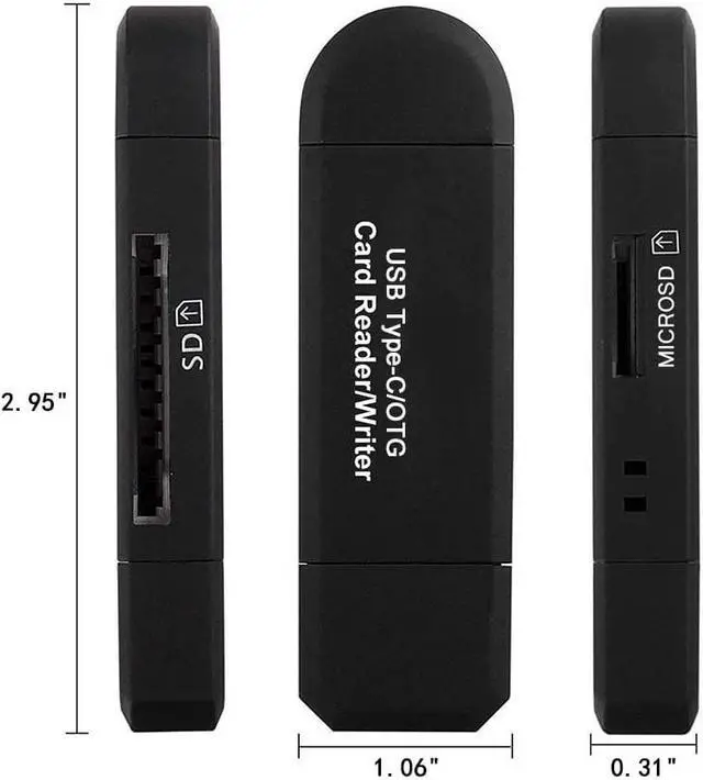 Alt view image 7 of 7 - Hannord Micro SD Card Reader, 3-in-1 USB 2.0 Memory Card Reader OTG Adapter with Standard USB Male & Micro USB, USB C Male Connector USB C for PC/Laptop/Smart Phones/Tablets with OTG Function
