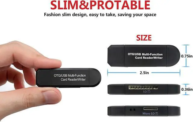 Alt view image 7 of 7 - Micro USB OTG to USB 2.0 Adapter, Portable SD/Micro SD Card Reader with Standard USB Male & Micro USB Male Connector for Smartphones Tablets PC & Notebooks with OTG Function
