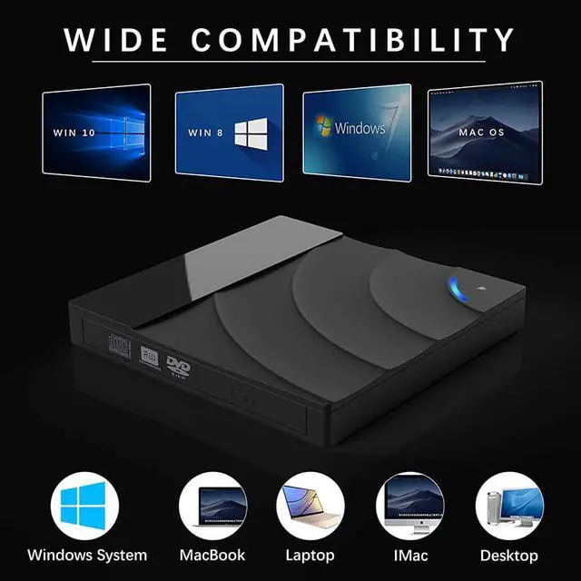 Alt view image 5 of 7 - Portable high-speed USB 3.0 CD DVD-RW Optical Drive External Slim Disk Reader Desktop PC Laptop Tablet Promotion DVD Player for PC Laptop Desktop MacBook Mac Windows 7/8.1/10 Linux OS