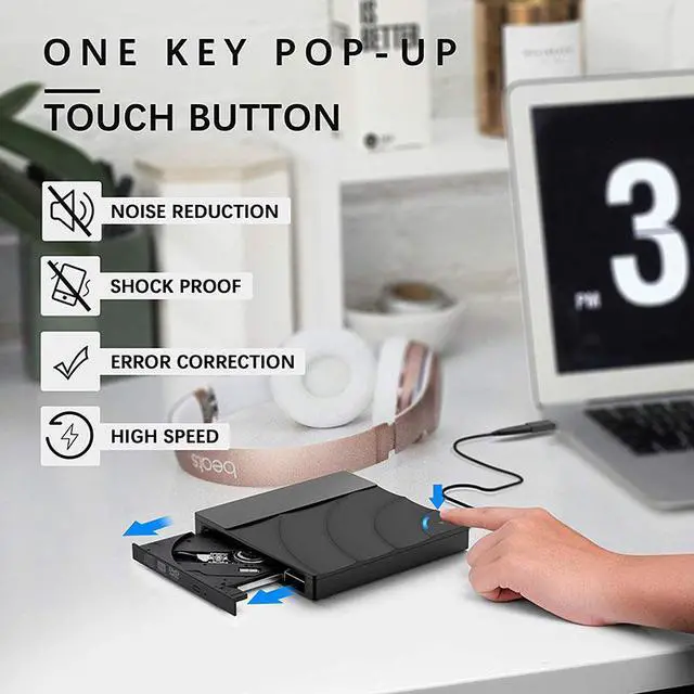 Alt view image 3 of 7 - Portable high-speed USB 3.0 CD DVD-RW Optical Drive External Slim Disk Reader Desktop PC Laptop Tablet Promotion DVD Player for PC Laptop Desktop MacBook Mac Windows 7/8.1/10 Linux OS