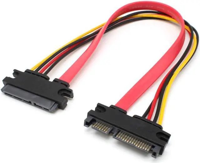 Alt view image 5 of 7 - 22-pin (7+15) Sata Male to Female Data and Power Combo Extension Cable - Slimline Sata Extension Cable M/f - 12 inches (30cm)
