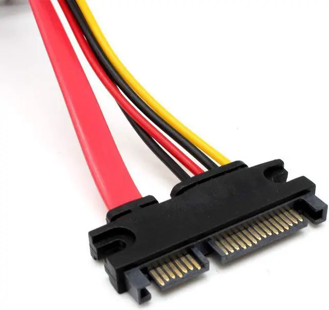 Alt view image 7 of 7 - 22-pin (7+15) Sata Male to Female Data and Power Combo Extension Cable - Slimline Sata Extension Cable M/f - 12 inches (30cm)
