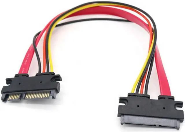 Alt view image 2 of 7 - 22-pin (7+15) Sata Male to Female Data and Power Combo Extension Cable - Slimline Sata Extension Cable M/f - 12 inches (30cm)