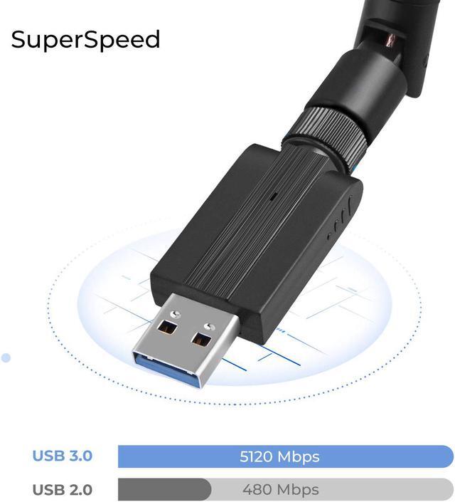 Alt view image 2 of 7 - Wireless WiFi Adapter, Hannord 1200Mbps USB 3.0 WiFi Dongle 2.4G/5G 802.11ac Network Adapter with High Gain Antenna for Desktop Laptop PC Support Windows XP/10/8/8.1/7/Vista,OS 10.6-10.15