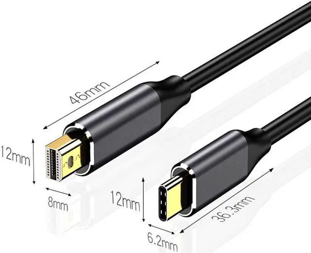 Alt view image 6 of 7 - USB C to Mini DisplayPort, Hannord 6Ft 4K@60Hz Thunderbolt 3 to Mini Displayport Cable Compatible for MacBook Pro 2020-2016, Surface Book 2, Samsung  Galaxy S21/S9/S10/S20