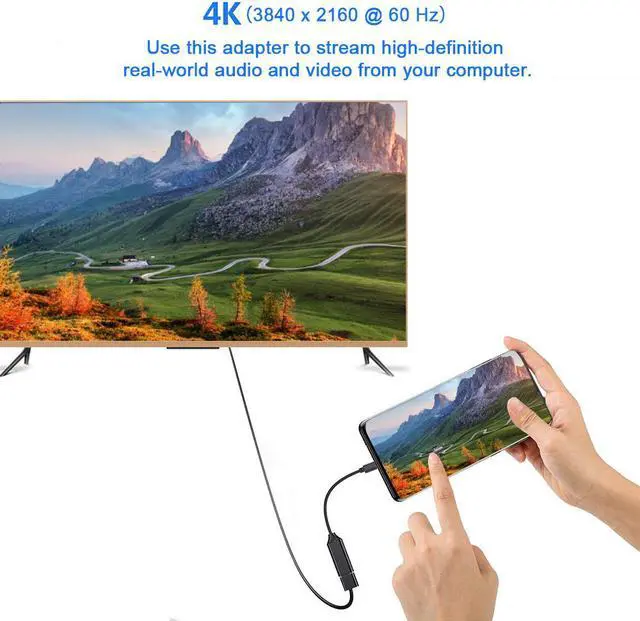 Alt view image 5 of 7 - USB C to HDMI Adapter 4K for Mac OS, Type-C to HDMI Adapter [Thunderbolt 3], Compatible with MacBook Pro 2019/2018/2017, MacBook Air, Galaxy, Dell XPS, Pixelbook, Microsoft and More