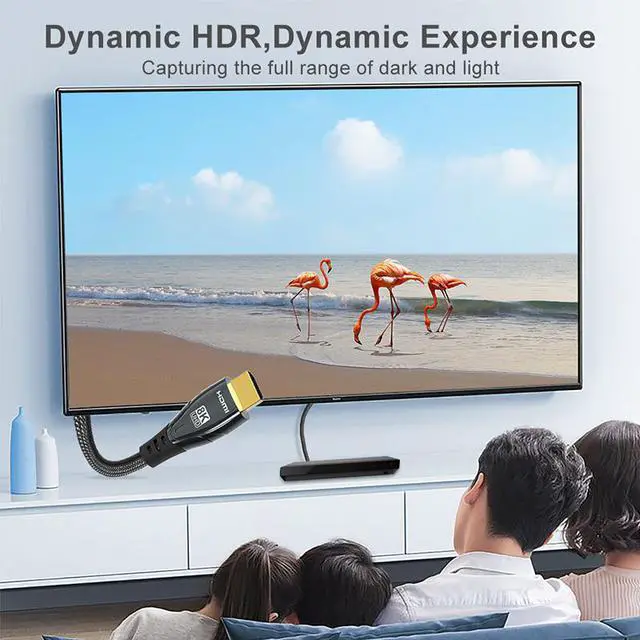 Alt view image 4 of 7 - 8K HDMI Cable 6.6 FT, Hannord HDMI 2.1 Ultra HD High Speed Cable 48Gbps,8K 60Hz, HDCP 2.2, 4:4:4 HDR, eARC, Compatible with PS5, PS4, Xbox Series X, Xbox One, QLED TV, Roku TV