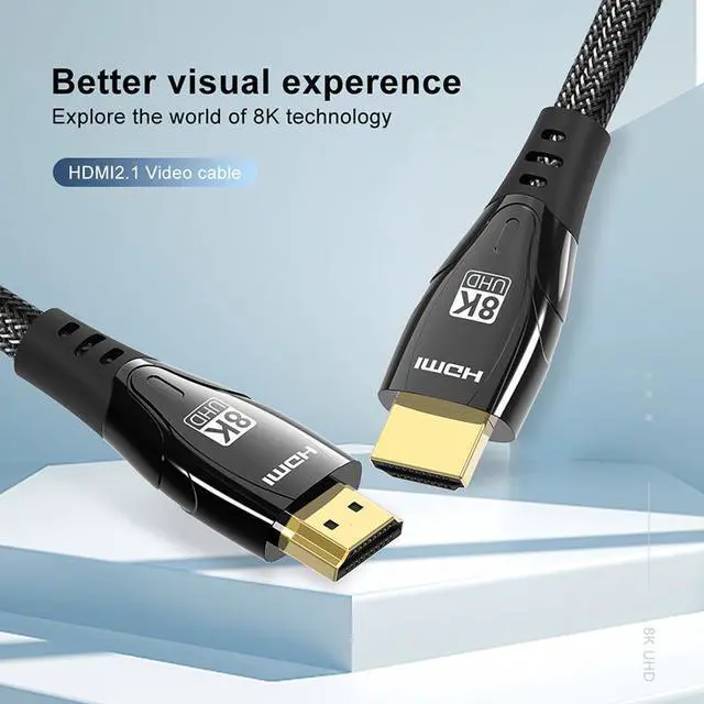 Alt view image 6 of 7 - 8K HDMI Cable 6.6 FT, Hannord HDMI 2.1 Ultra HD High Speed Cable 48Gbps,8K 60Hz, HDCP 2.2, 4:4:4 HDR, eARC, Compatible with PS5, PS4, Xbox Series X, Xbox One, QLED TV, Roku TV