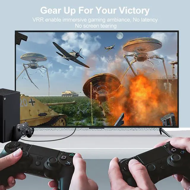 Alt view image 3 of 7 - 8K HDMI Cable 6.6 FT, Hannord HDMI 2.1 Ultra HD High Speed Cable 48Gbps,8K 60Hz, HDCP 2.2, 4:4:4 HDR, eARC, Compatible with PS5, PS4, Xbox Series X, Xbox One, QLED TV, Roku TV