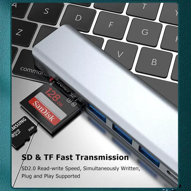 Alt view image 5 of 7 - USB C Hub, Hannord 7 in 1 USB C to HDMI Multiport Adapter Compatible for MacBook Pro Laptops Nintendo and Other Type C Device (4K HDMI USB3.0 2.0 SD/TF Card Reader 87W PD USB C 2.0 Data Transfer)