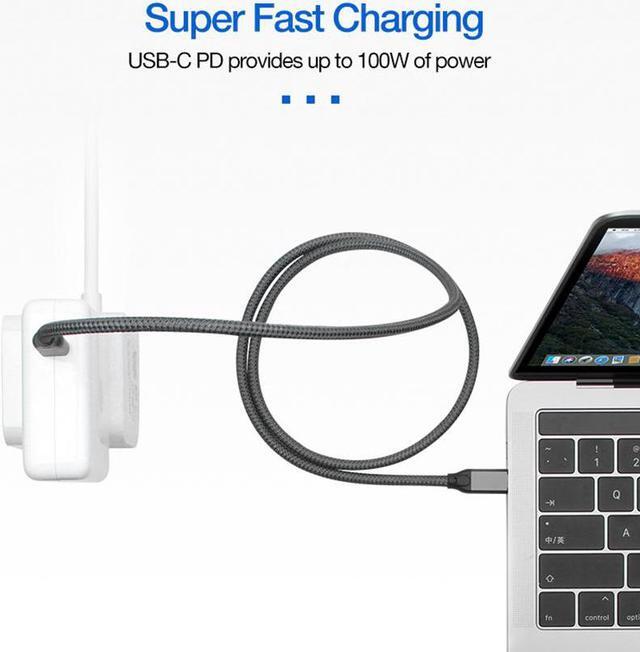 Alt view image 6 of 7 - USB C to USB C Cable 100W, Hannord USB 3.1 Type C Gen 2 10Gbps /20Gbps Data Transfer Cable PD Fast Charging,4K Video Monitor Cord Compatible for Thunderbolt 3,MacBook Pro, iPad Pro,Galaxy S21(6.6 ft.)