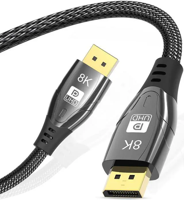 Alt view image 6 of 7 - 8K DisplayPort Cable 6.6FT, Hannord DP 1.4 Cable Nylon Braided/Aluminum Alloy(4K@144Hz,8K@60Hz) Ultra HD High Speed Computer Accessories Cable for Laptop PC TV etc-Gaming Monitor (Black)