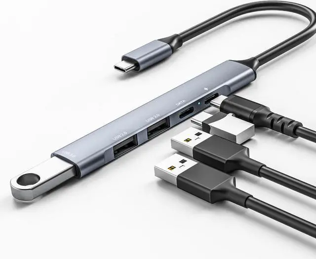 Main image of Hannord 5 in 1 USB C Hub, USB C to USB 3.0 2.0, USB Type C with Data Transfer and 65W PD Fast Charging, Thunderbolt 3 to Multiport USB 3.0 Hub for MacBook Pro/Air 2020, iPad Pro, Dell, Chromebook
