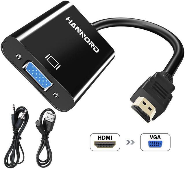 VGA to HDMI Adapter with USB Audio & Power – Portable VGA to HDMI Converter  – 1080p