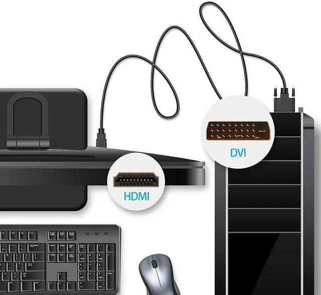 Alt view image 7 of 7 - HDMI to DVI Cable, Hannord 4K HDMI to DVI-D Bi Directional Adapter, HDMI Male to DVI-D 24+1 Male Cable, Support 1080P HD for Raspberry Pi, Roku, Xbox One, PS5, Graphics Card, Blue-ray, Switch,3.3Feet