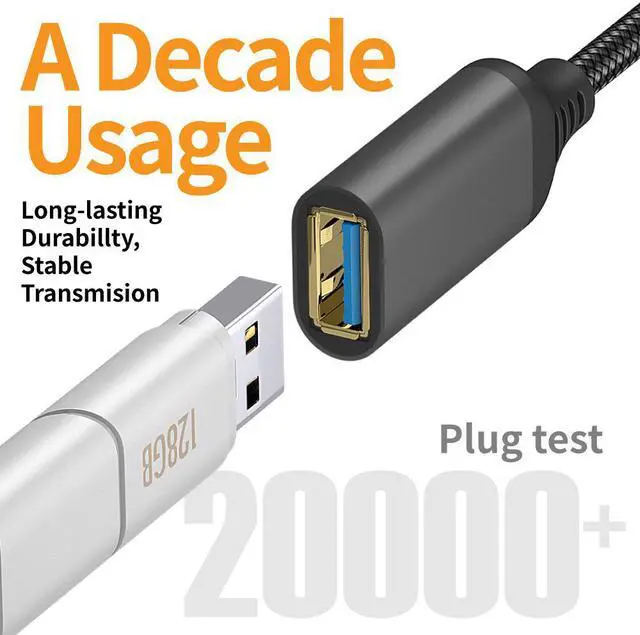 Alt view image 3 of 7 - USB 3.0 Extension Cable Type A Male to Female Extension Cord, Hannord High Data Transfer Compatible with USB Keyboard, Mouse, Flash Drive, Hard Drive