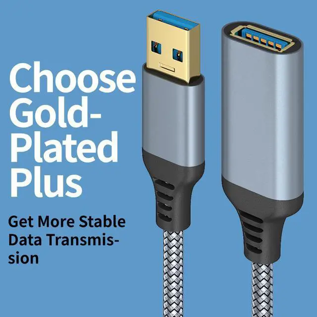 Alt view image 2 of 7 - USB 3.0 Extension Cable Type A Male to Female Extension Cord, Hannord High Data Transfer Compatible with USB Keyboard, Mouse, Flash Drive, Hard Drive Gray 6.6 ft.