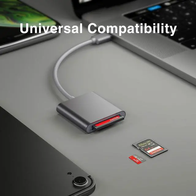 Alt view image 4 of 7 - Hannord SD Card Reader USB 3.0 3 Port Memory Card Reader Writer Compact Flash Card Adapter for CF/SD/TF Micro SD/Micro SDHC/MD/MMC/SDHC/SDXC UHS-I Card for Windows & Mac - Aluminum