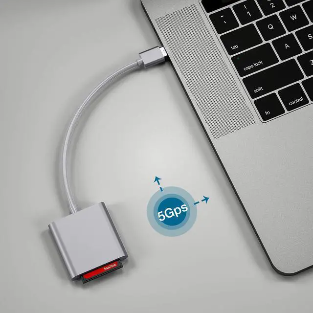 Alt view image 6 of 7 - Hannord SD Card Reader USB 3.0 3 Port Memory Card Reader Writer Compact Flash Card Adapter for CF/SD/TF Micro SD/Micro SDHC/MD/MMC/SDHC/SDXC UHS-I Card for Windows & Mac - Aluminum
