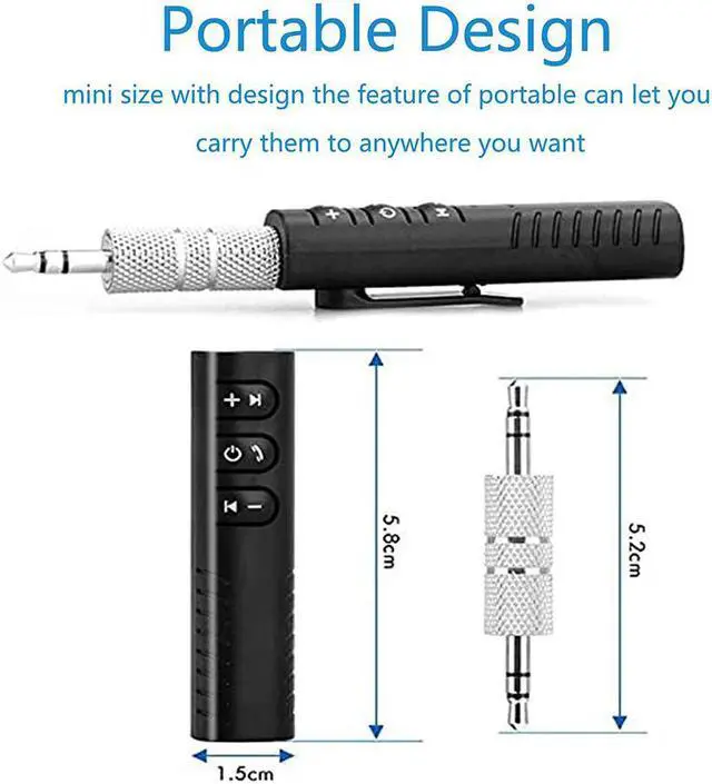 Alt view image 2 of 7 - Bluetooth 4.2 Receiver, Hannord Mini Wireless Bluetooth 3.5mm Jack Aux Adapter Portable Bluetooth Stereo Output Audio Receiver, Compatible for Headphones, Speakers, Car/Home Stereo System