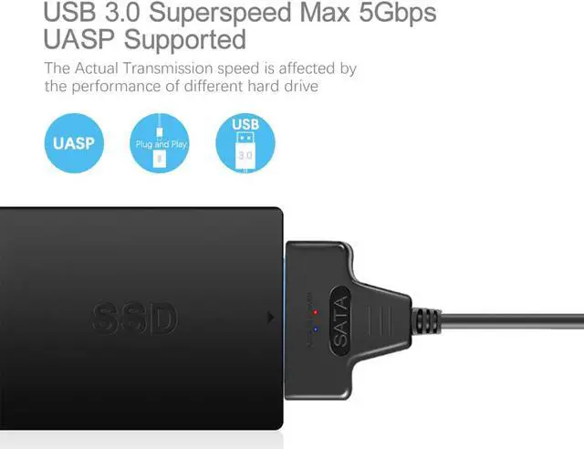 Alt view image 7 of 7 - Hannord Upgraded SATA to USB C Cable, USB 3.0 & USB Type C to SATAIII Hard Drive Adapter Cable for 2.5 Inch SSD & HDD Support UASP, USB3.0 Type C to SATA, 1 Pack