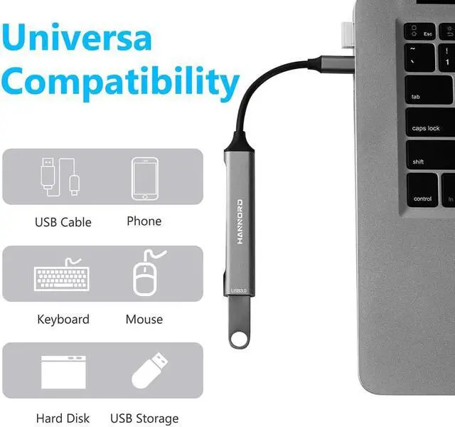 Alt view image 4 of 6 - USB C Hub 4 in 1, Hannord Type C to USB 3.0 USB 2.0 with USBC to USB A Adapter, 4 Ports Mini USB Docking Station Compatible with MacBook,iPad Pro,Dell HP Laptop,Phones