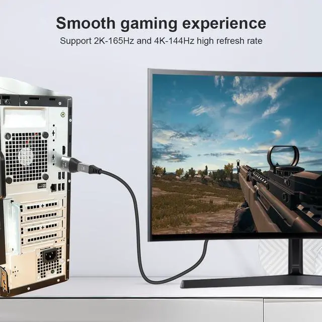 Alt view image 5 of 6 - Hannord Mini DP to DisplayPort 8K Adapter 8K(7680x4320)@60Hz 4K@144Hz DisplayPort 1.4 Bi-Directional Transmission DisplayPort to Mini DisplayPort 8K Cable, Mini dp Female to DP Male Connector, 1 Pack