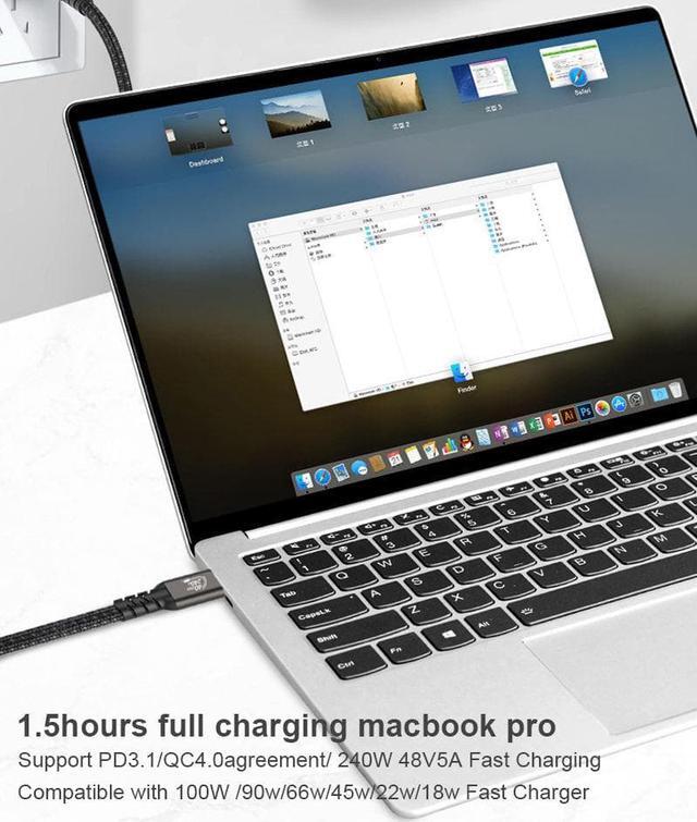 Alt view image 5 of 7 - Hannord USB4 Cable Compatible with Thunderbolt 4/3 Cable, Supports 240W Charging / 8K Display / 40Gbps Data Transfer USB C to USB C Cable, for Type-C MacBooks, iPad Pro, Hub, Docking and More 3.3 ft.
