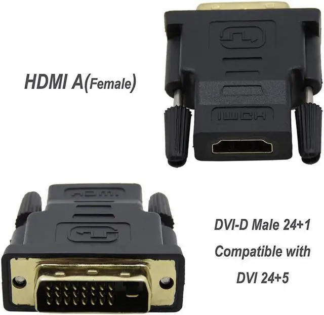 Alt view image 2 of 7 - DVI to HDMI Adapter, Hannord Bidirectional DVI (DVI-D) to HDMI 1080P Male to Female Converter with Gold-Plated Cord 2 Pack (Black)