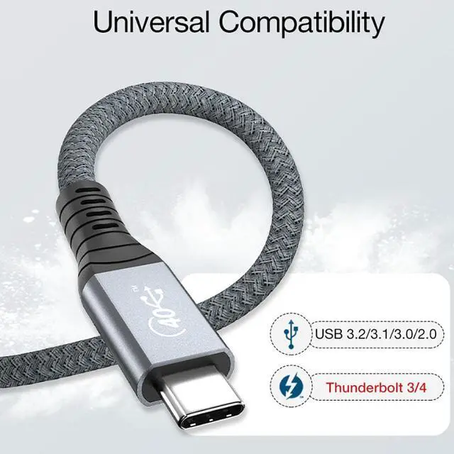Alt view image 7 of 7 - Hannord Thunderbolt 4 USB C Extension Cable USB4 Extend 40Gbps Charging Data Cable 8K@60Hz PD 5A/100W Type-C Data Wire for MacBook Pro, 1 ft. / 0.3M