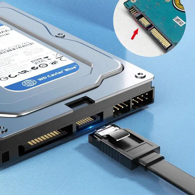 Alt view image 3 of 7 - Hannord SATA Cable III, 3 Pack SATA Cable III 6Gbps Straight HDD SDD Data Cable with Locking Latch 15.75 Inch Compatible for SATA HDD, SSD, CD Driver, CD Writer - Blue
