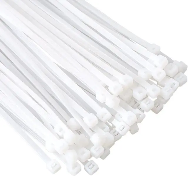 Main image of 100pcs Cable Zip Ties Heavy Duty 8 Inch, Hannord Premium Plastic Wire Ties with 40 lbs Tensile Strength, Self-Locking Black Nylon Tie Wraps for Indoor and Outdoor - White
