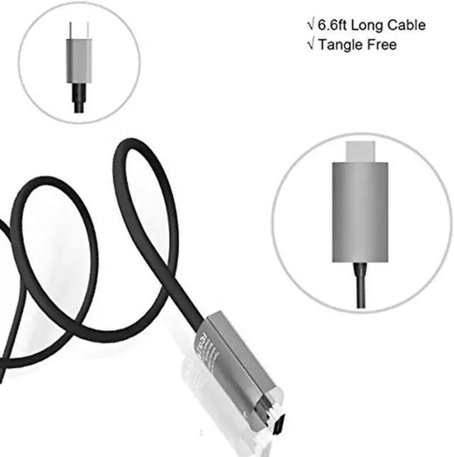 Alt view image 2 of 6 - USB C to HDMI Cable, [4K, 30Hz] USB Type C to HDMI Cable for Home Office, [Thunderbolt 3/4 Compatible] for MacBook Pro/Air 2020, iPad Air 4, iPad Pro 2021, iMac, S23, XPS 17, and More-6.6ft Grey