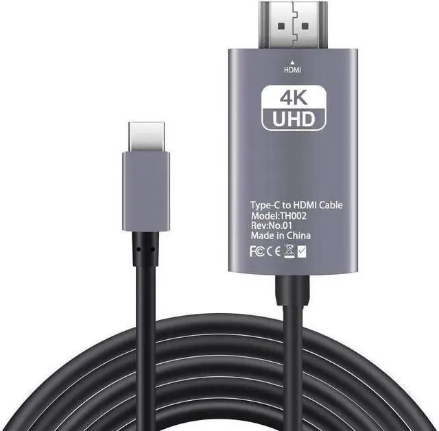 Main image of USB C to HDMI Cable, [4K, 30Hz] USB Type C to HDMI Cable for Home Office, [Thunderbolt 3/4 Compatible] for MacBook Pro/Air 2020, iPad Air 4, iPad Pro 2021, iMac, S23, XPS 17, and More-6.6ft Grey