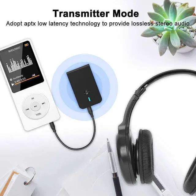 Alt view image 5 of 7 - Bluetooth 5.0 Transmitter and Receiver, Hannord 2-in-1 Wireless Bluetooth Adapter, Low Latency Bluetooth Audio Adapter for TV,Car,Home Stereo System
