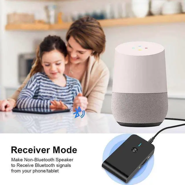 Alt view image 3 of 7 - Bluetooth 5.0 Transmitter and Receiver, Hannord 2-in-1 Wireless Bluetooth Adapter, Low Latency Bluetooth Audio Adapter for TV,Car,Home Stereo System