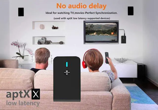 Alt view image 4 of 7 - Bluetooth 5.0 Transmitter and Receiver, Hannord 2-in-1 Wireless Bluetooth Adapter, Low Latency Bluetooth Audio Adapter for TV,Car,Home Stereo System